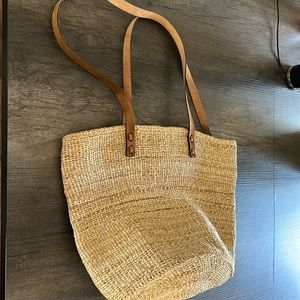 Mar Y Sol straw tote with leather straps